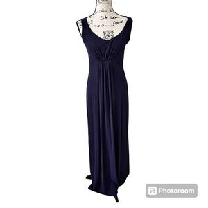 Boden Empire Waist Jersey Maxi Dress Navy Sleeveless Size 8L Read Description!